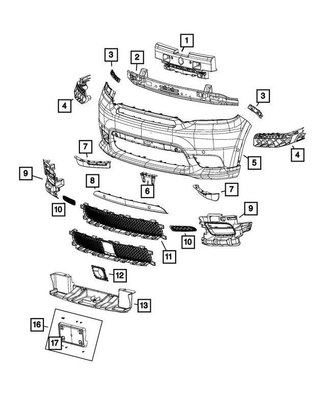 68377772AA - Frame, Bumper and Fascia: Fascia Applique for Mopar Image image
