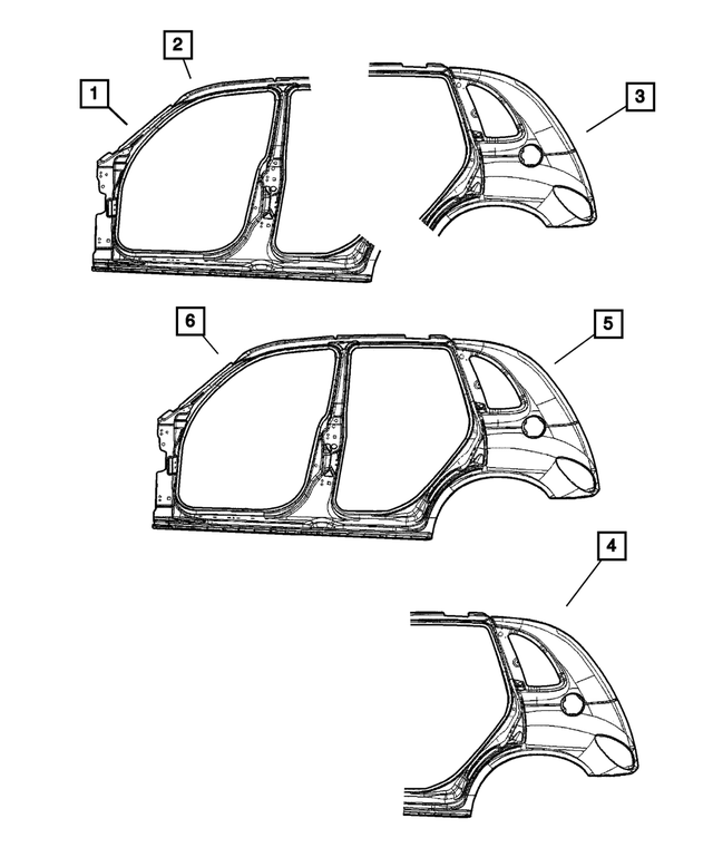 « 5066398AF – Body Sheet Metal Except Doors : Avant D`ouverture Latérale De Caisse Panneau (ensemble), Côté Droit pour Mopar Image »