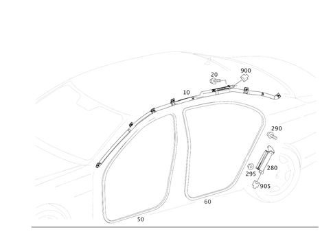 Head Protection Curtain, Door Edge Guard Sections for 2019 Mercedes-Benz S63 AMG #0