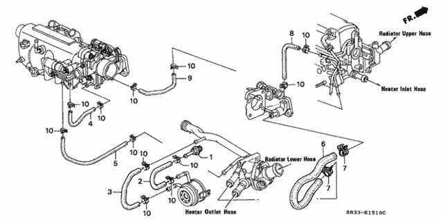 Water Hose (1) for 1995 Honda Civic #0