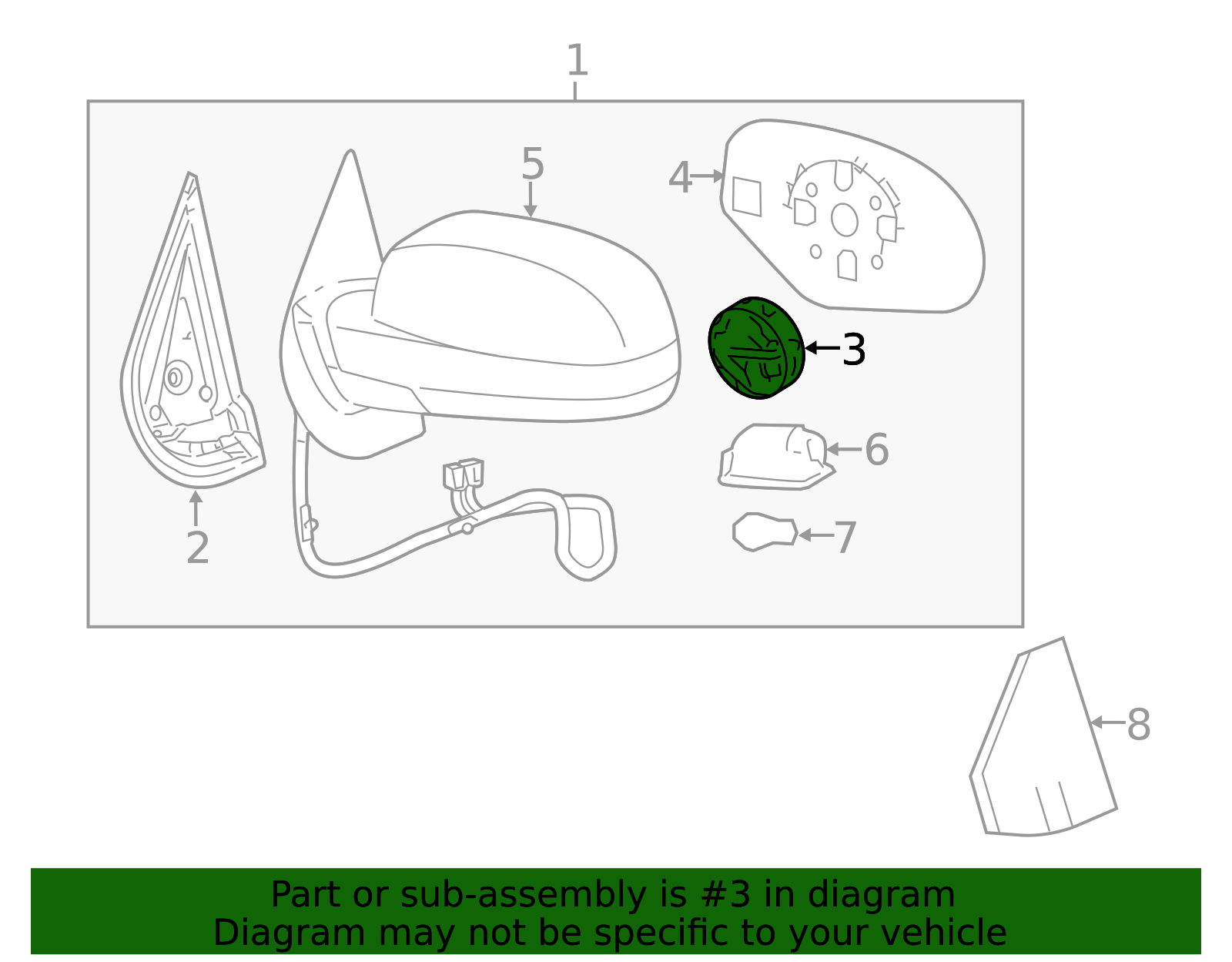 FOR AUDI Q5 Q7 WING MIRROR LED INDICATOR RIGHT O/S DRIVER - 4L0949102A