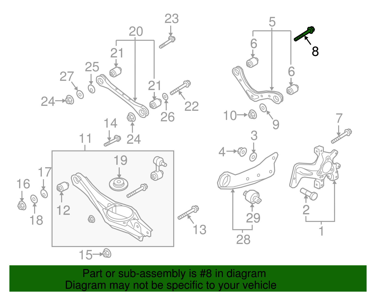 2010-2025 Hyundai Ft Upper Control Arm Inner Bolt 62617-2E500 ...
