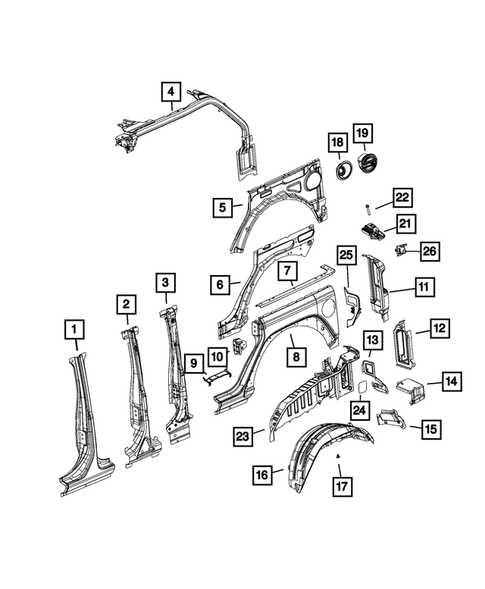 Aperture Panel, Pillar Supports and Cab Back  for 2020 Jeep Wrangler #0