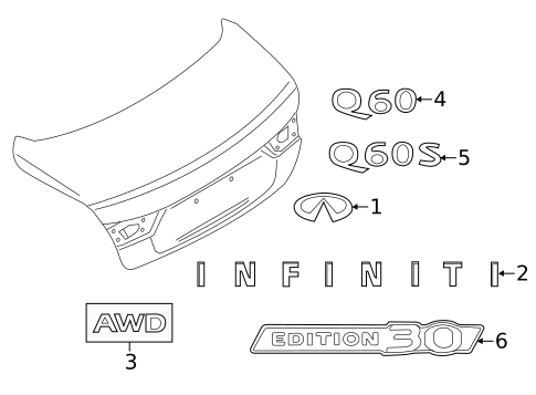 Exterior Trim - Trunk for 2020 INFINITI Q60 #0