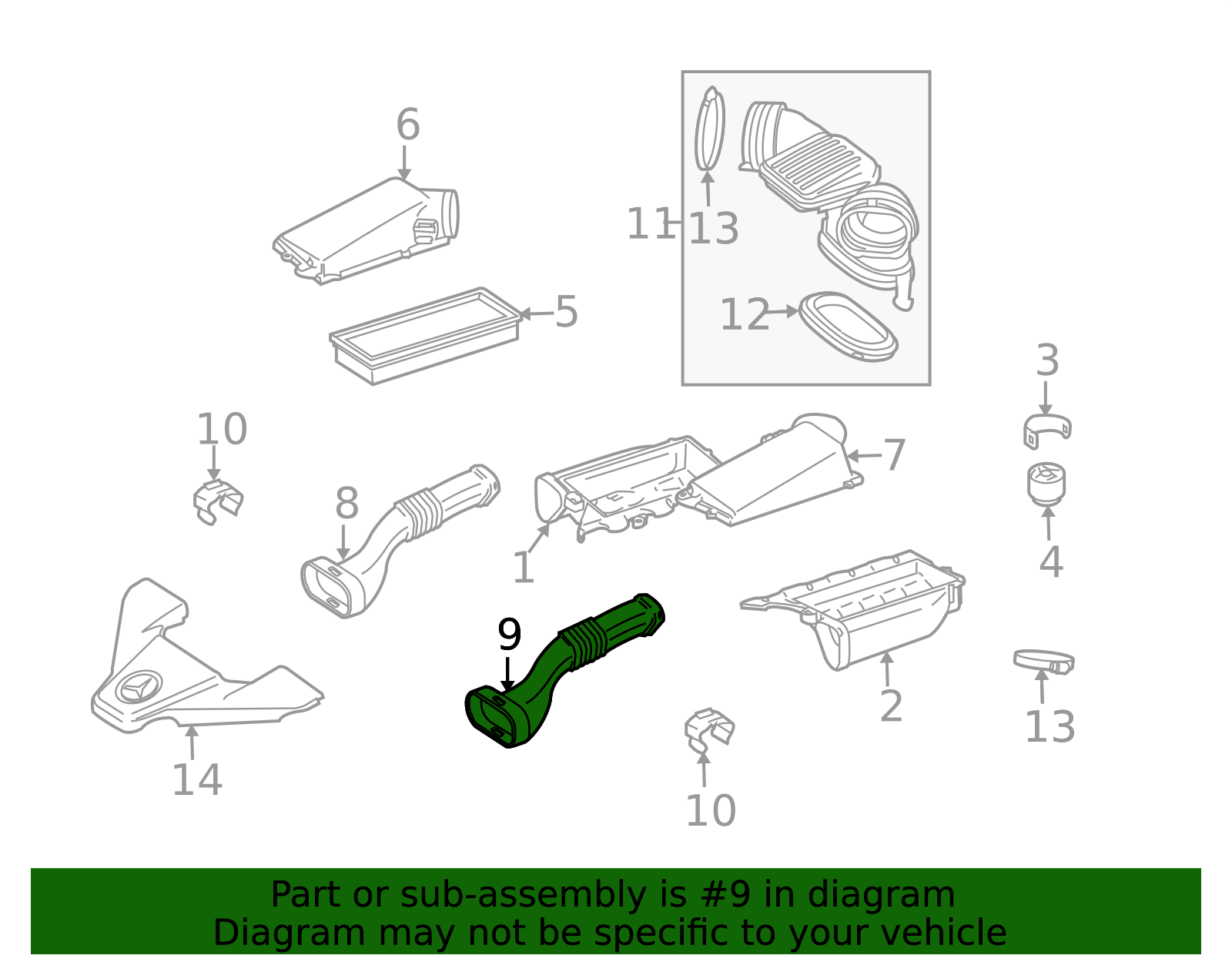 Genuine OEM Engine Air Intake Hose | 156-094-15-82 | Fits Select 2008 ...