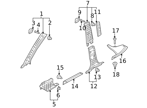 Interior Trim - Pillars for 2006 Kia Rio5 #0