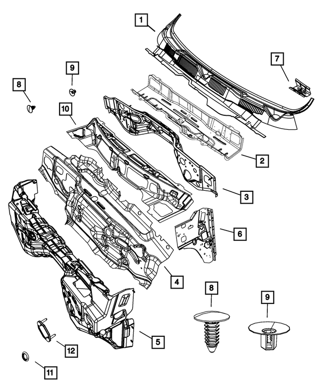68362458AC - Body Sheet Metal Except Doors: Cowl Top Panel for Mopar Image