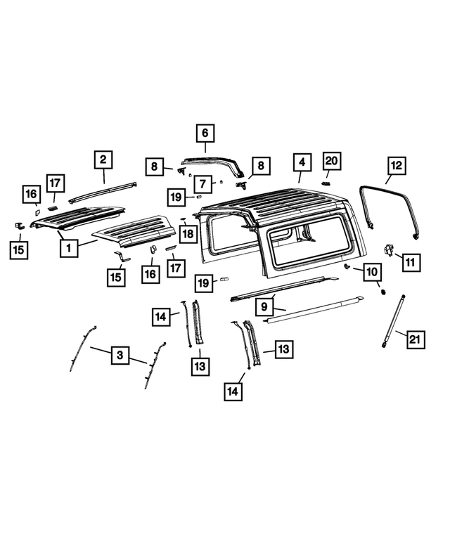 5VN11TZZAQ - Body Sheet Metal Except Doors: Targa Top Panel, Left for Mopar Image