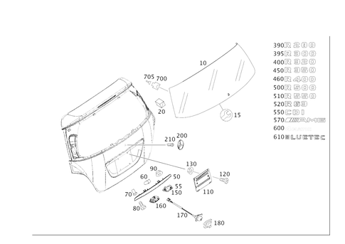 Rear Panel Door Attachment Parts, Rear Panel Door Window for 2010 Mercedes-Benz R350 #0