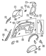 4860808AB - Body Sheet Metal Except Doors: Quarter Panel Reinforcement, Quarter Panel, Inner for Chrysler: Town &amp; Country | Dodge: Caravan Image