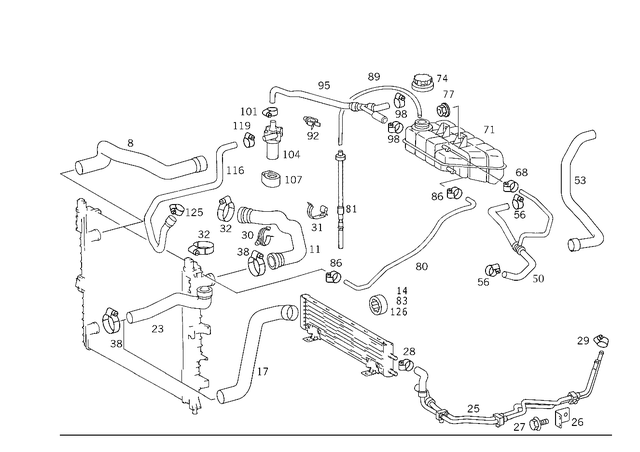 1635014282 - Radiator: Hose for Mercedes-Benz: ML55 AMG Image image