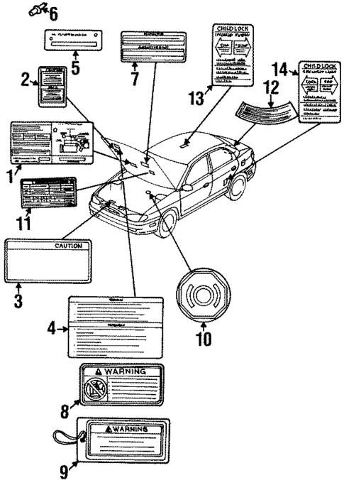 Labels for 1998 Kia Sephia #0
