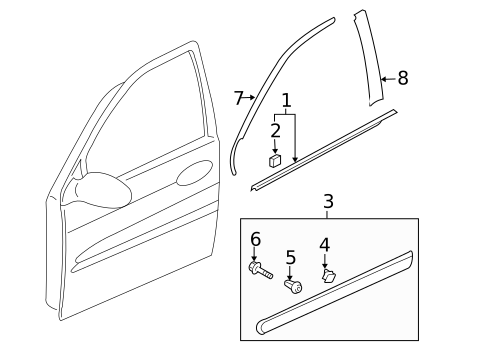 Exterior Trim - Front Door for 2014 Kia Sedona #0