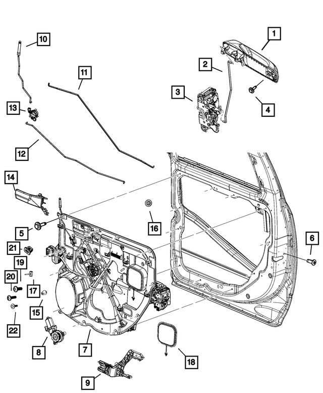 1GH261ARAG - Doors, Door Mirrors and Related Parts: Exterior Door Handle, Right for Mopar Image