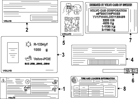 Labels for 2025 Volvo EX90 #0
