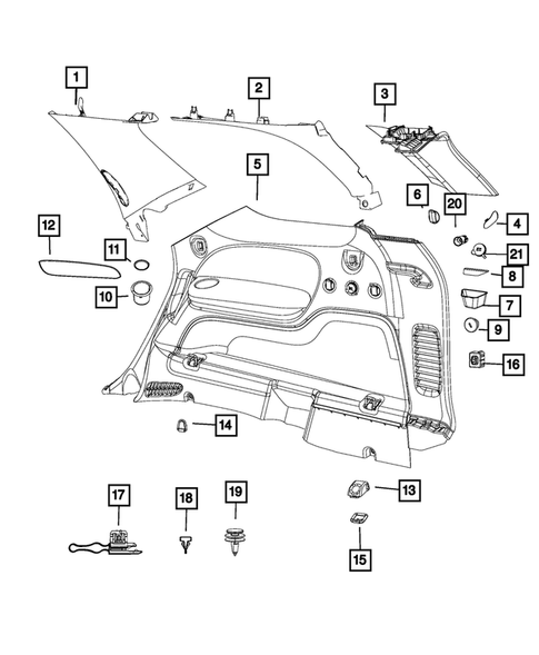 Panels-Moldings-Scuff Plates, Pillar, Cowl, 1/4 Panel Trim and Cargo Covers for 2019 Dodge Durango #0