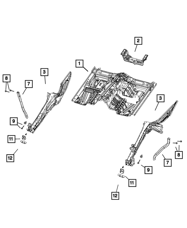 68224808AA - Body Sheet Metal Except Doors: Front Side Rail Front Rail, Left for Mopar Image