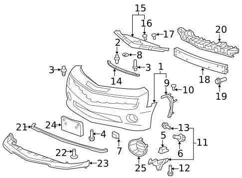 Bumper & Components - Front for 2015 Chevrolet Camaro #1