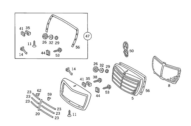 126880088307 - Attachment Parts: Radiator Shell for Mercedes-Benz: 280S, 280SE, 280SEL, 300SE, 300SEL, 380SE, 380SEL, 560SEL Image image