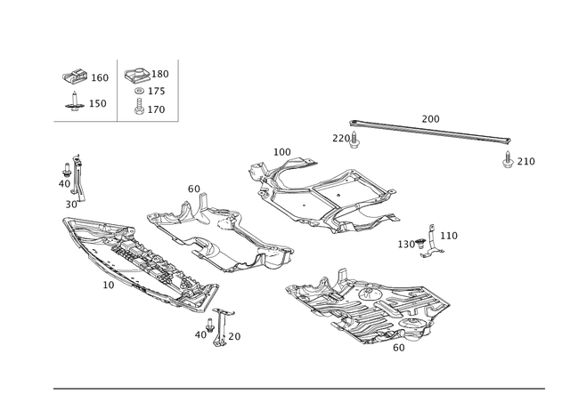 2045242330 - Chassis Sheet Metal Parts/Air Intake: Cover, Engine Comp. Lower for Mercedes-Benz: C250, C300, C350 Image image