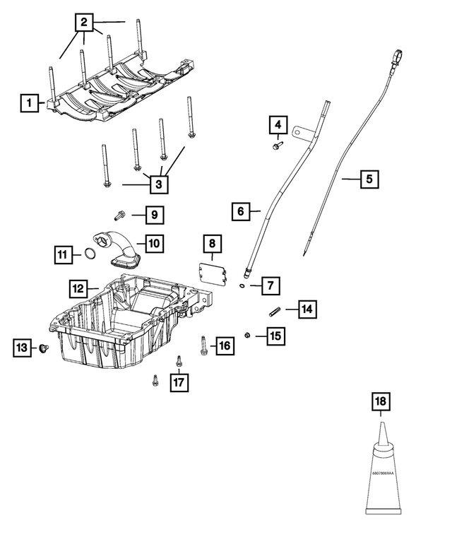 68226666AA - 3.6L Gas; Engine: Engine Oil Level Indicator for Mopar Image image
