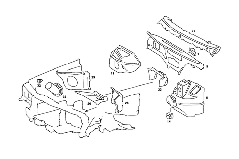 Fire Wall and Connection Parts for 1990 Mercedes-Benz 190E #3