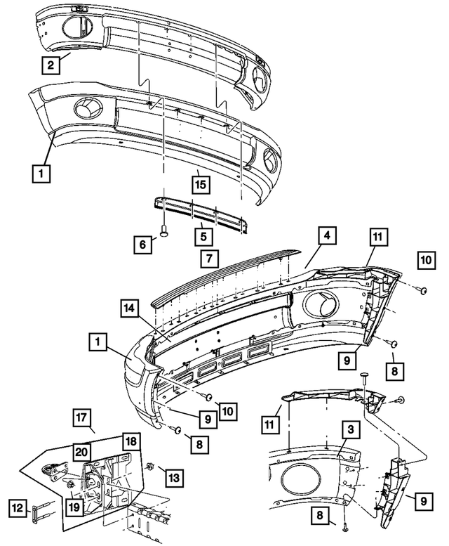 68001349AA - Frames and Bumpers: Front Bumper Fascia for Mopar Image