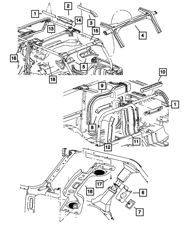 55361310AB - Body Sheet Metal Except Doors: Sport Bar Molding, Right for Mopar Image image