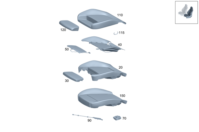 1779104006 - Front Seat: Padding, Frt. Seat Cush for Mercedes-Benz Image image