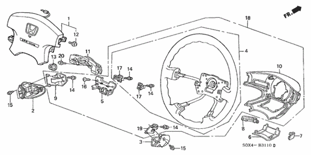 Steering Wheel (SRS) (-'01) for 2000 Honda Odyssey #0