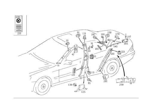 Paneling for a, B, C and D-Pillars for 2006 Mercedes-Benz S 55 AMG&reg; #1
