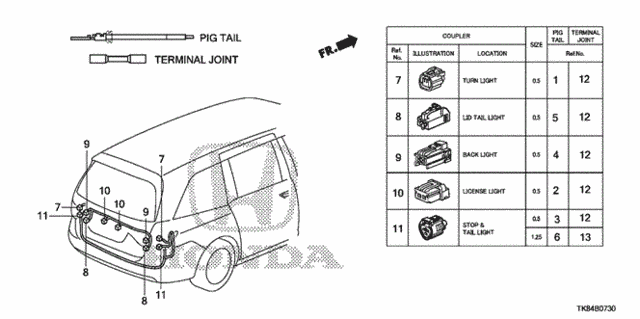Electrical Connectors (RR.) (1) for 2011 Honda Odyssey #0