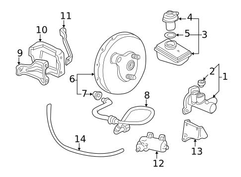 Master Cylinder - Components On Dash Panel for 2003 Saab 9-3 #0