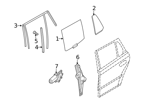 Glass - Rear Door for 2008 Saab 9-3 #1