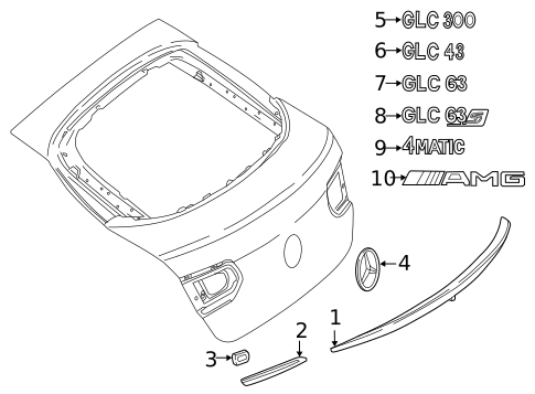 Exterior Trim - Lift Gate for 2020 Mercedes-Benz GLC43 AMG #0