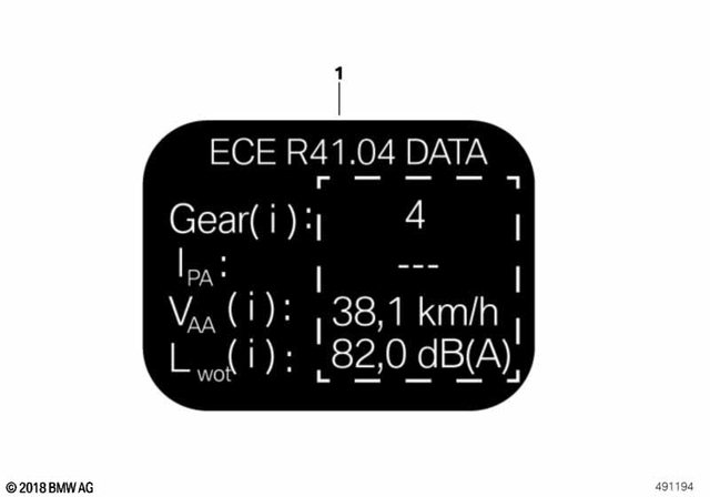 71229457523 - Parts and Accessories for Engine / Chassis: Label "Noise Instruction" - Ece 100kw for BMW-Motorrad Image
