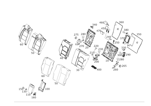 1769207200 - Rear Seat Bench: Padding, Rr Seat Backrest for Mercedes-Benz Image image