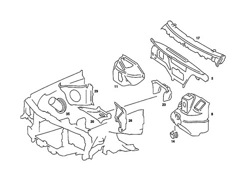 Fire Wall and Connection Parts for 1990 Mercedes-Benz 190E #5