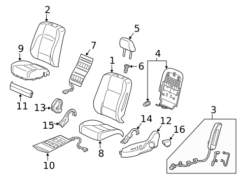 Front Seat Components for 2010 Acura ZDX #2
