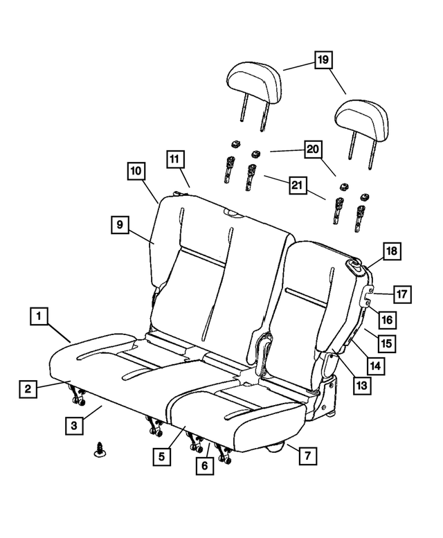 « WA311K2AA – Interior Trim : Rég Appui-tête Couv, Cylindre Secondaire pour Mopar Image »