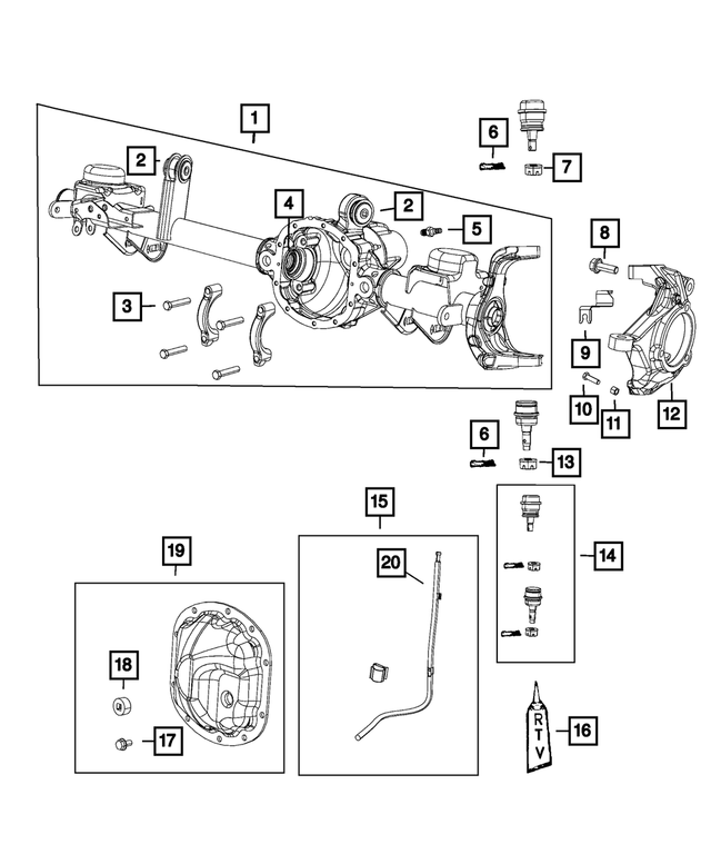 68304502AA - Front Axle; Dana 186 MM; Differential and Drive Line: Axle Housing for Mopar Image