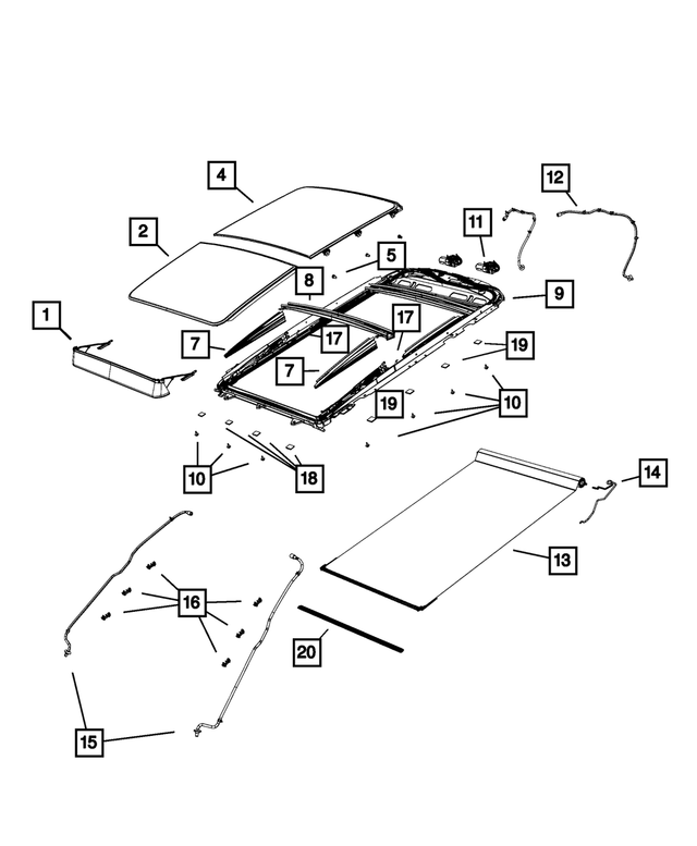 68194957AA - Body Sheet Metal Except Doors: Sunroof Mechanism Cover for Mopar Image