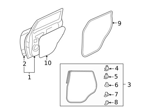 Door & Components for 2007 Mitsubishi Outlander #0