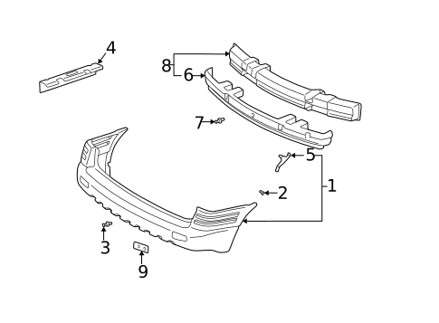 Bumper & Components - Rear for 1999 Pontiac Montana #0