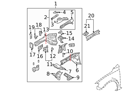 Structural Components & Rails for 2004 Mazda 3 #0
