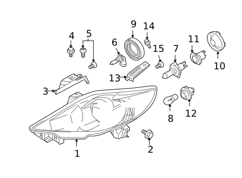 Headlamp Components for 2006 Mazda 5 #1