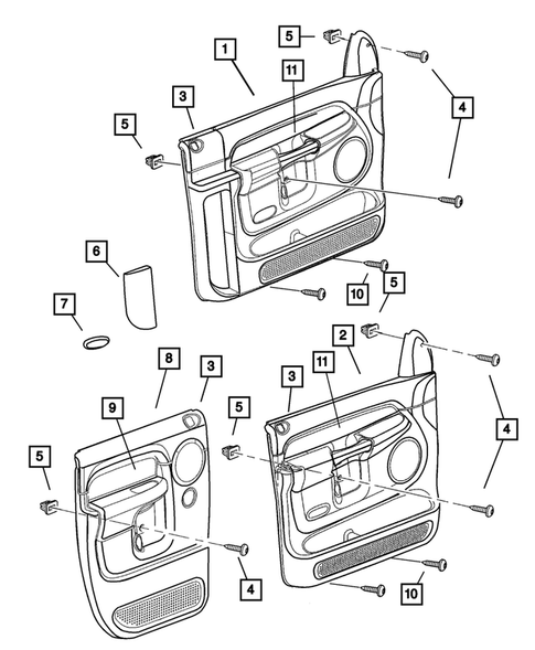 Door Trim Panels-Front and Rear for 2005 Dodge Ram 3500 #0