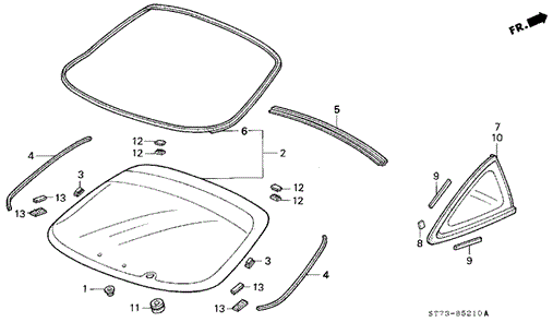 Rear Glass - Quarter Glass for 1999 Acura Integra #0