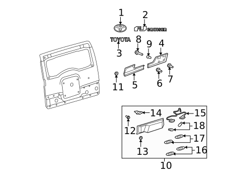 Exterior Trim - Back Door for 2014 Toyota FJ Cruiser #0