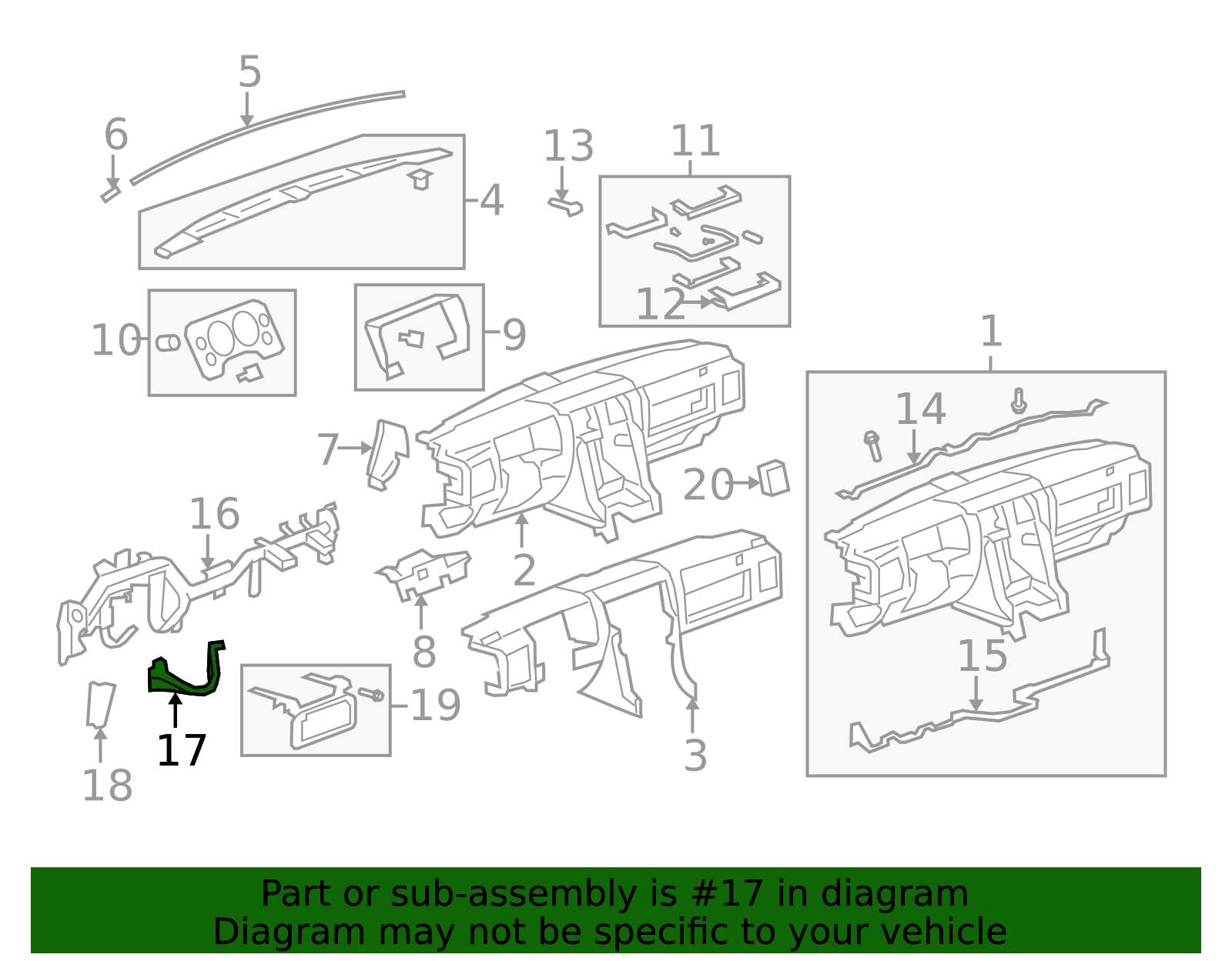 23151658 - Driver Side Instrument Panel Knee Bolster Deflector ...